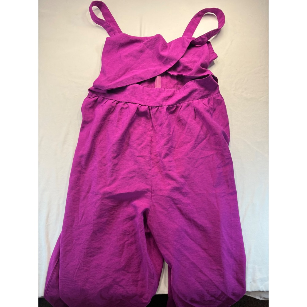 SHEIN Curve Women 4XL Magenta Purple Cutout Wrap Front Wide Leg Jumpsuit Romper